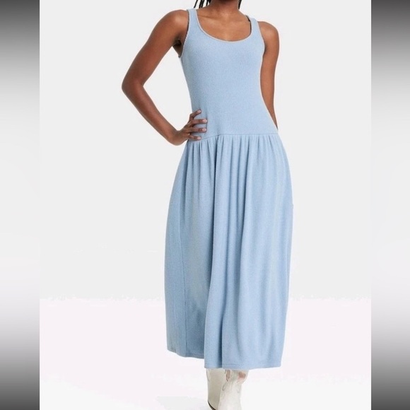 Universal Thread Dresses & Skirts - Universal Thread Women’s Drop Waist Ribbed Knit Midi Dress NWT Color Blue